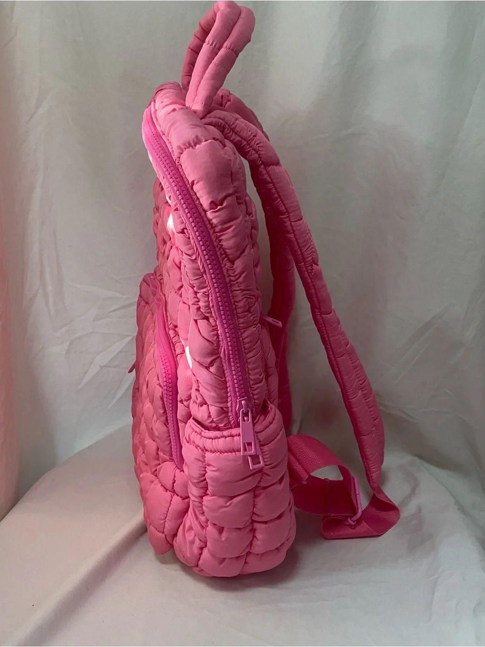 Quilted Puffy Pink Backpack